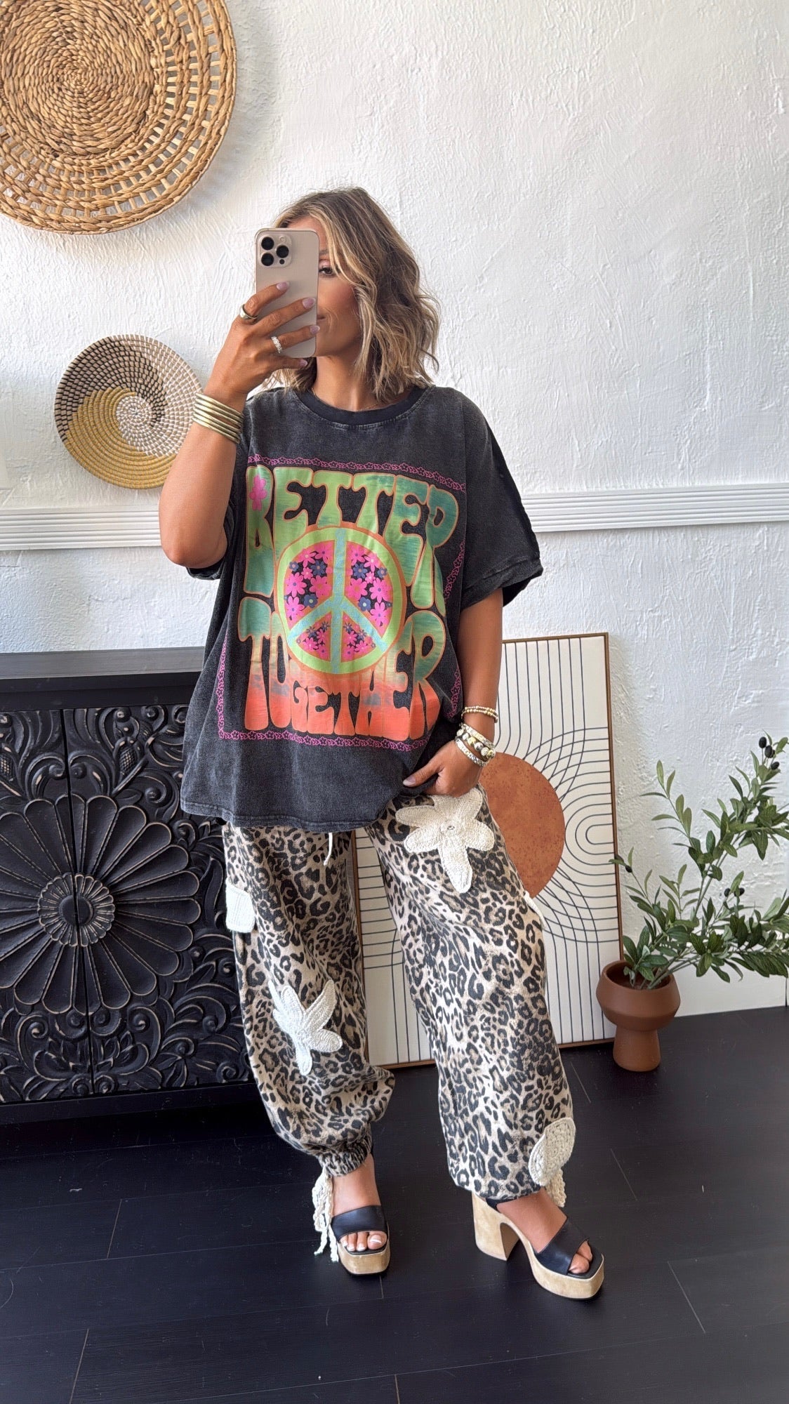 Peace & Better Together Graphic Tee, DK. Grey