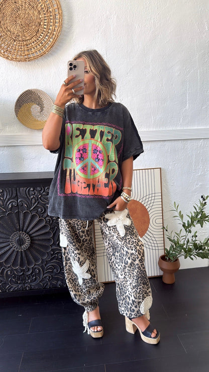Peace & Better Together Graphic Tee, DK. Grey
