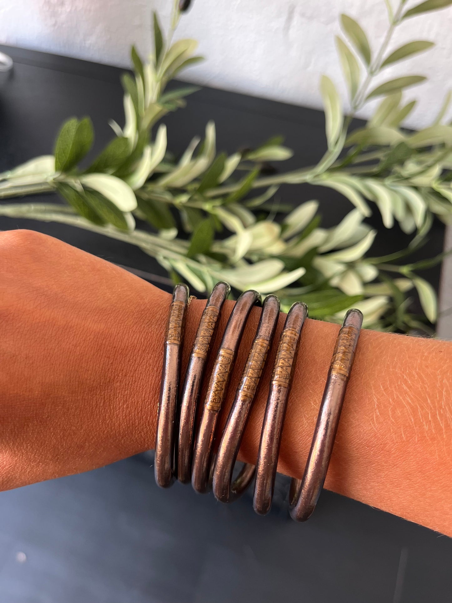 BuDhaGirl: Meteorite All Weather Bangle (Set of 6)- Serenity Prayer