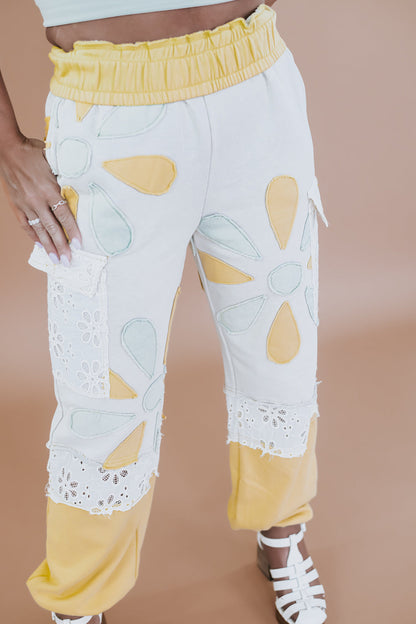 Floral Patchwork Jogger, Yellow