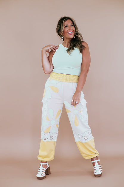 Floral Patchwork Jogger, Yellow