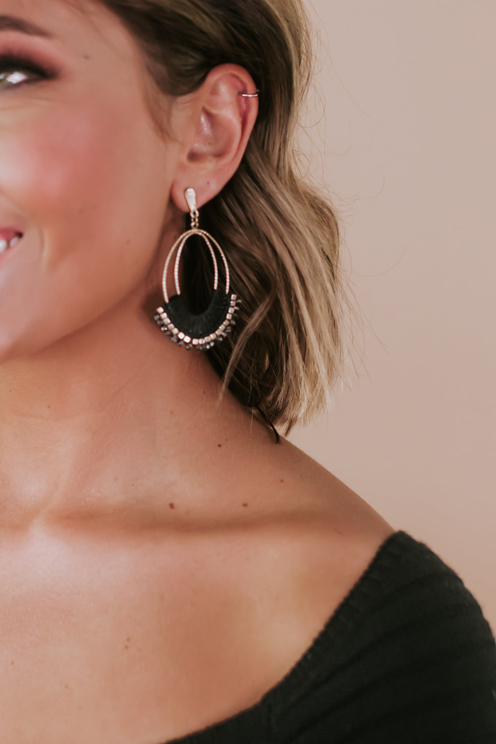 Make It Sweet Beaded Earrings , Black