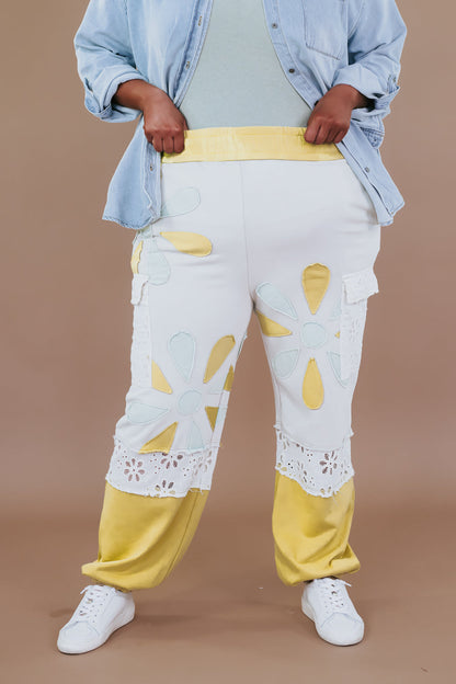 Floral Patchwork Jogger, Yellow