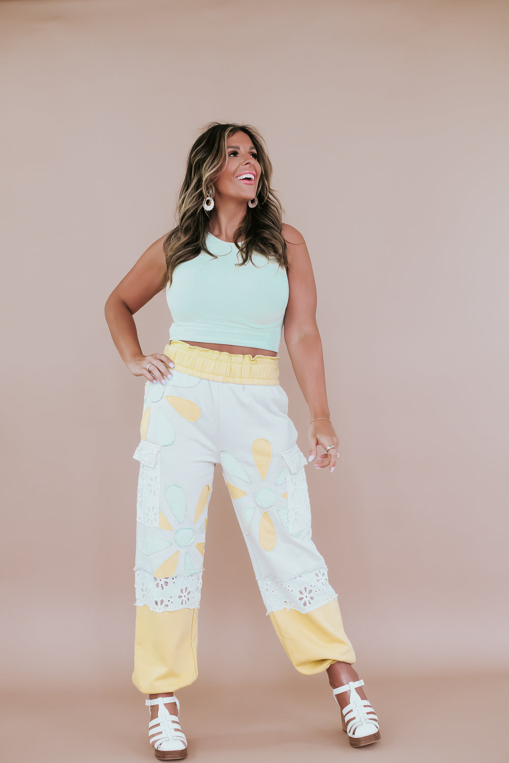 Floral Patchwork Jogger, Yellow