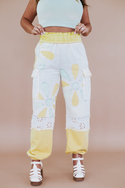 Floral Patchwork Jogger, Yellow