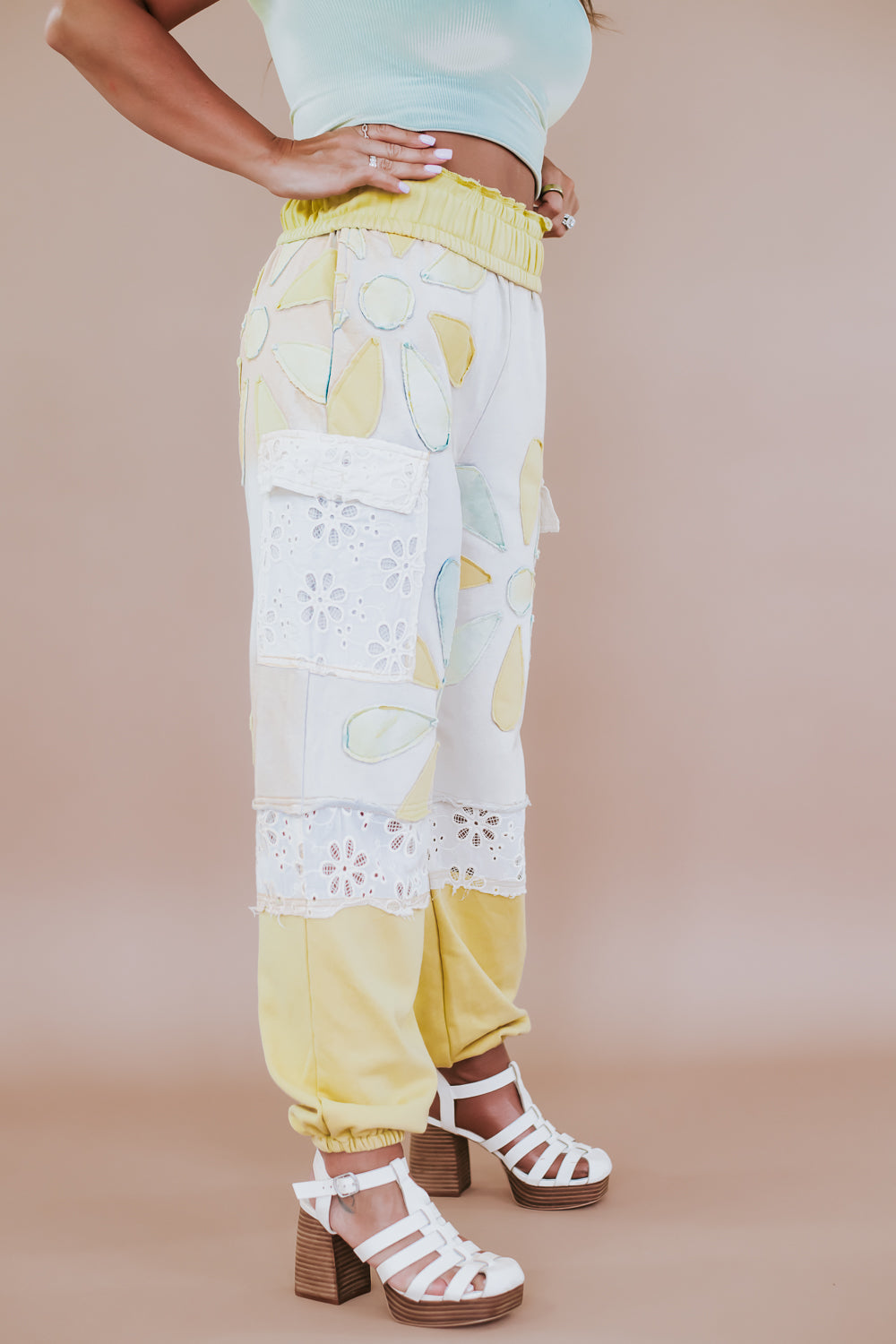 Floral Patchwork Jogger, Yellow
