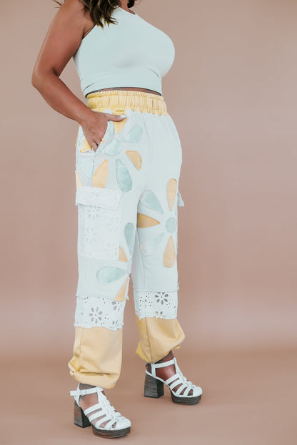 Floral Patchwork Jogger, Yellow