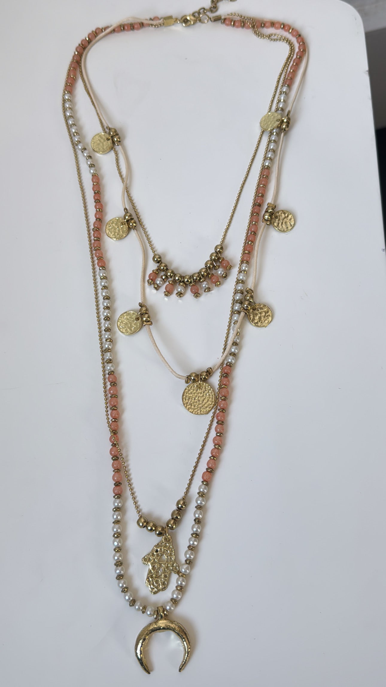 Poem Song Necklace, Coral/Pearl
