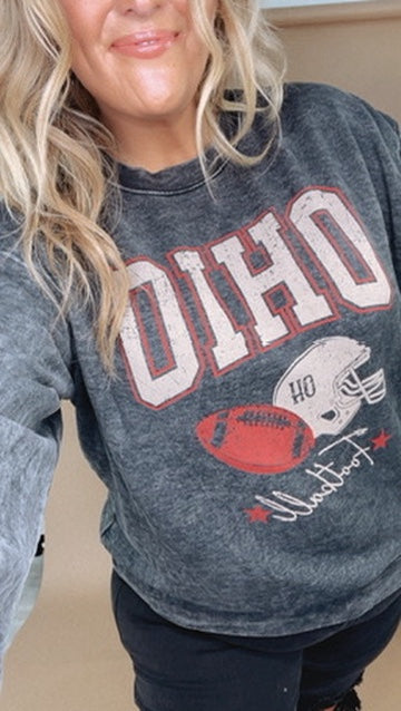 Ohio Football Mineral Washed Sweatshirt, Black
