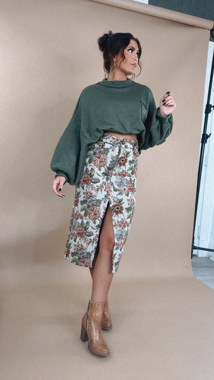ECB Exclusive: Magnolia Tapestry Midi Skirt