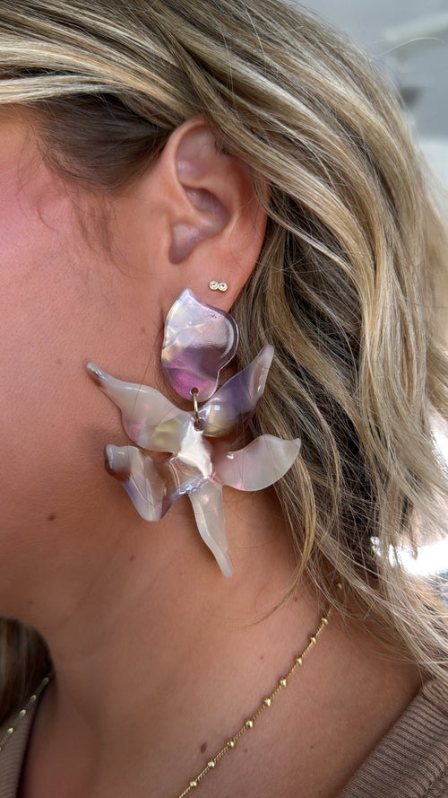 Linny Co. Flora Statement Earring, Lavender Honey