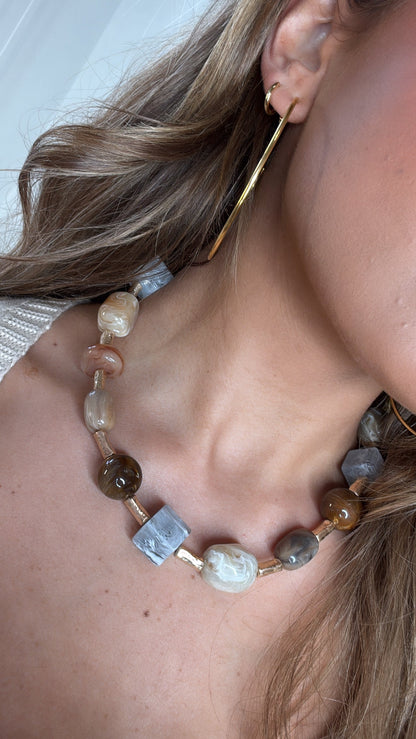 Little Rock Pebble Necklace, Brown/Multi