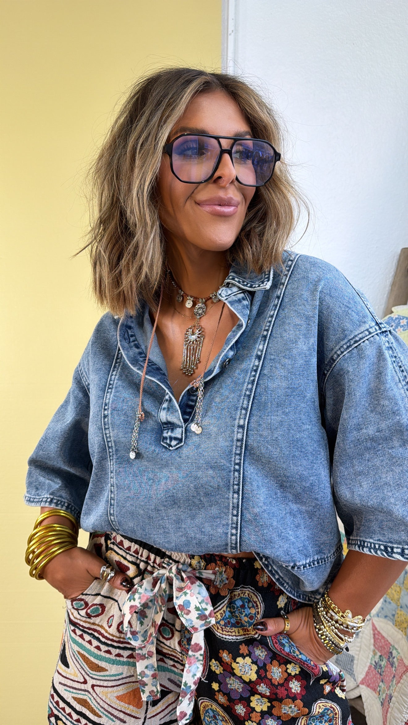 Bluebird Denim Top, Blue Denim