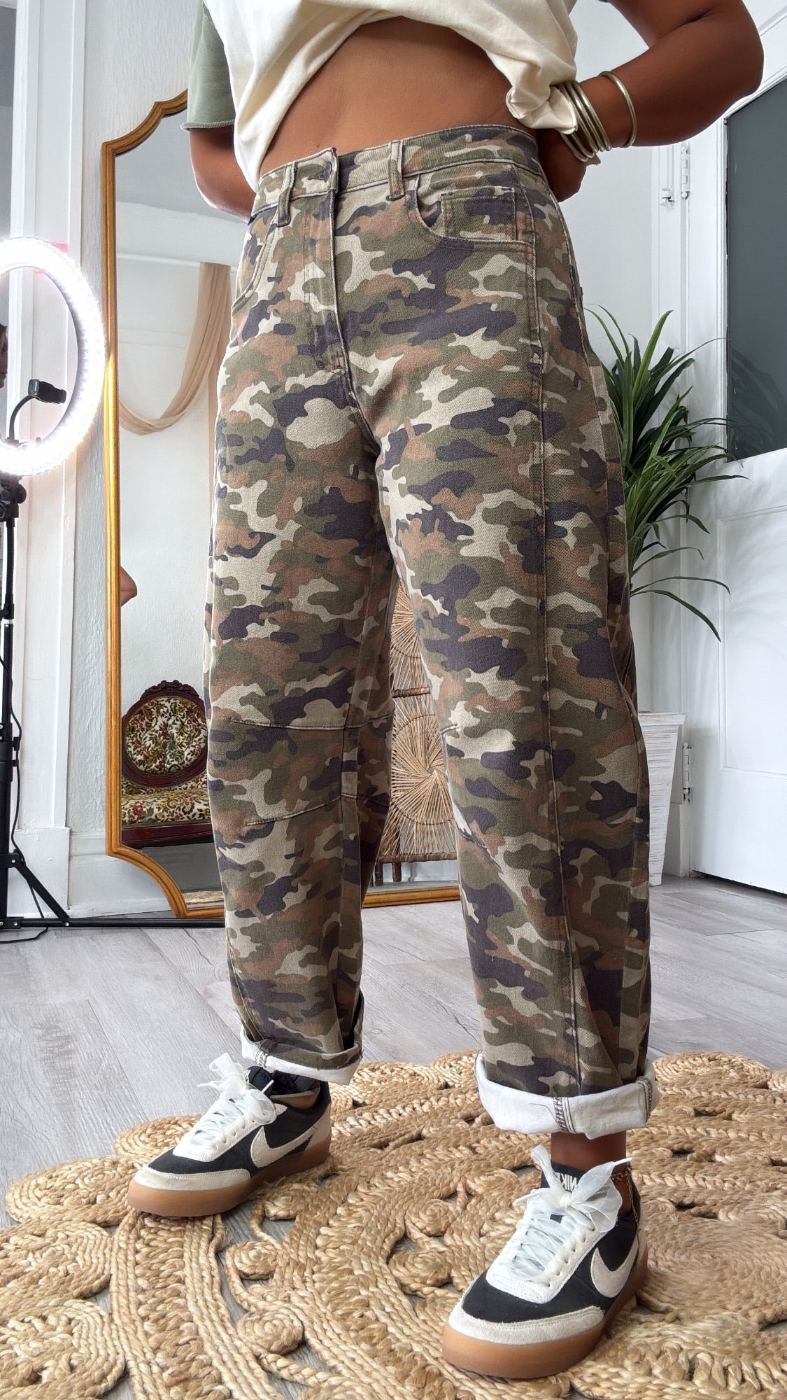 Gone Rouge Camo Washed Barrel Jeans