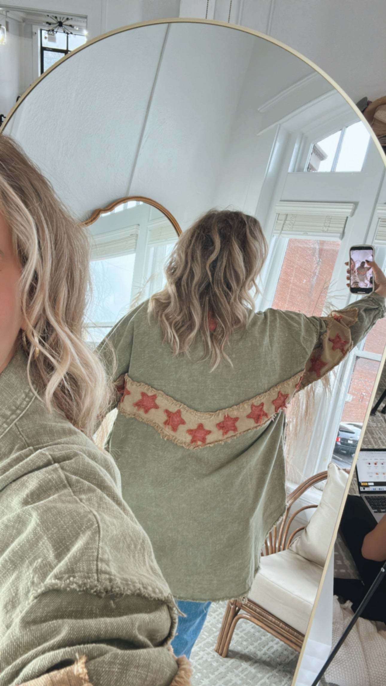 All The Stars Washed Button Down Top, Olive