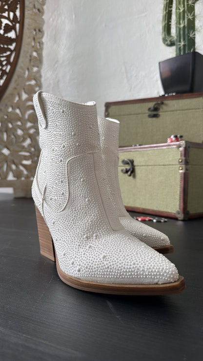 Dallas Studded Bootie, White