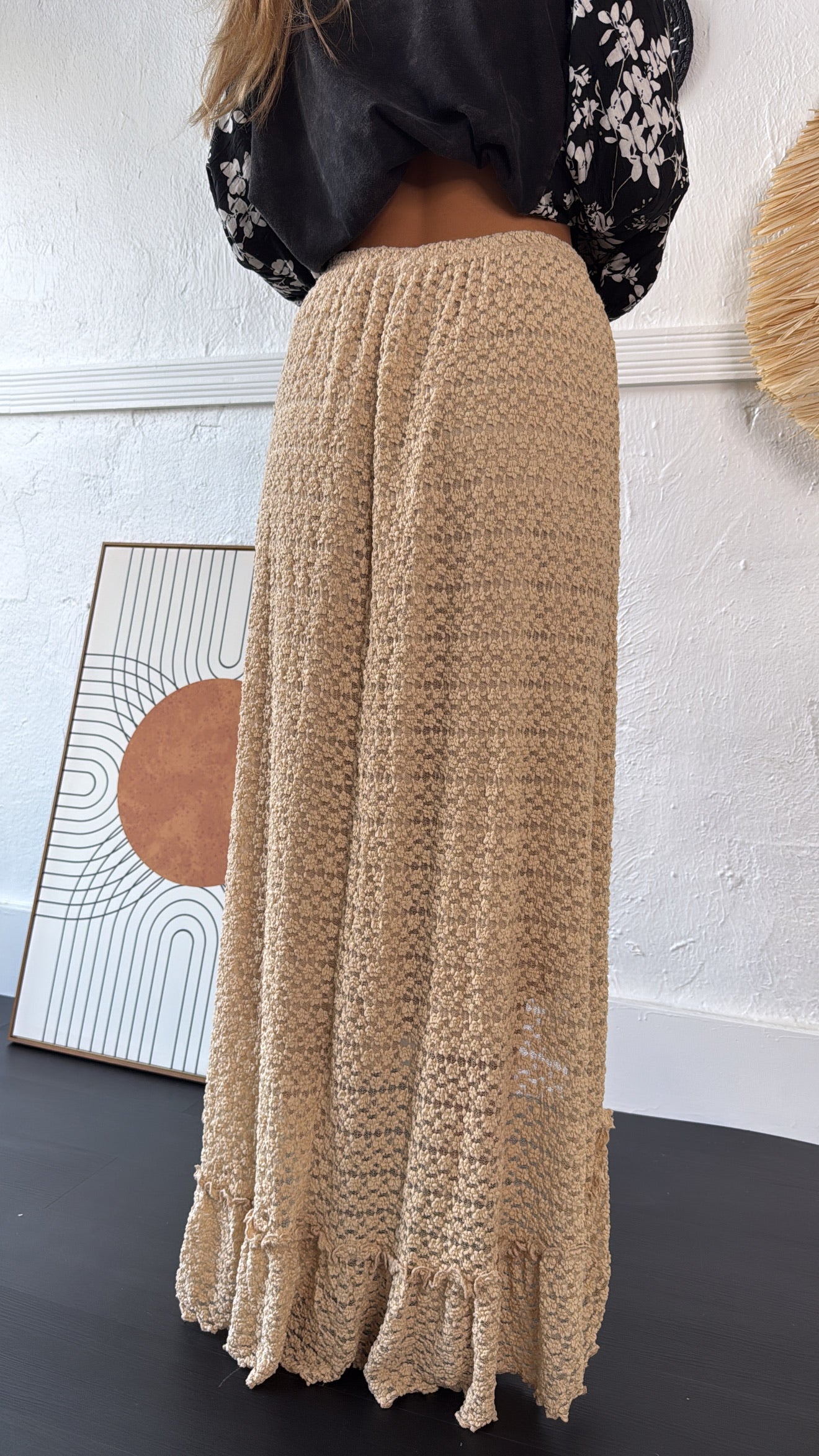 Dustflower Midi Skirt, Taupe