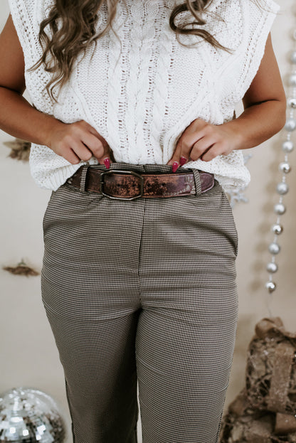 Bedstu Mohawk Leather Belt, Teak Rustic
