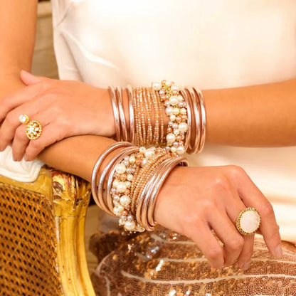 BuDhaGirl: Champagne All Weather Bangle (Set of 6)- Serenity Prayer