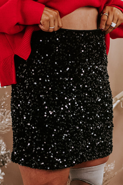 Dress To Impress Sequin Mini Skirt, Black