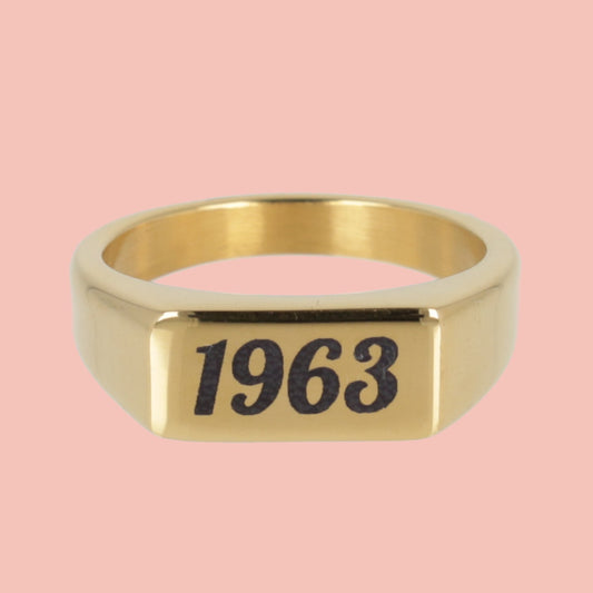 Customisable Birth Year Ring - Gold Plated