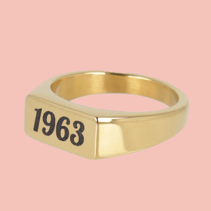 Customisable Birth Year Ring - Gold Plated