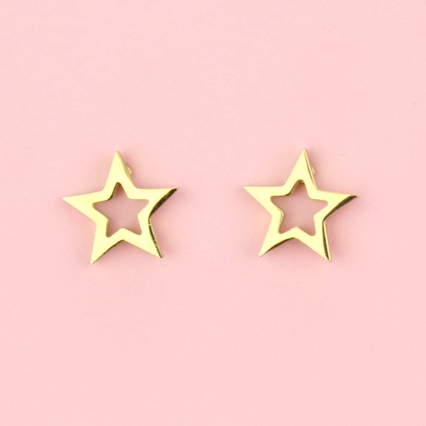 Cut Out Star Stud Earrings (Gold Plated)