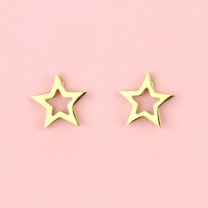 Cut Out Star Stud Earrings (Gold Plated)