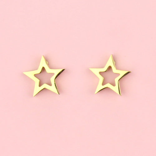 Cut Out Star Stud Earrings (Gold Plated)