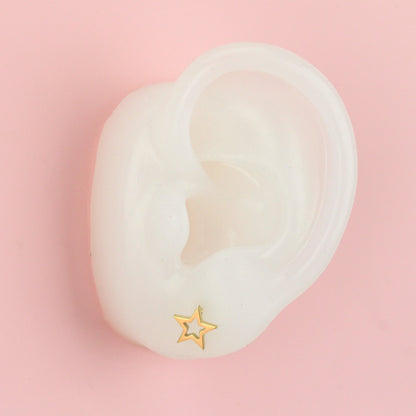 Cut Out Star Stud Earrings (Gold Plated)