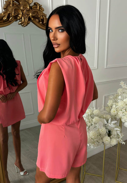 Babe Energy Pink Wrap Front Sleeveless Skort Playsuit