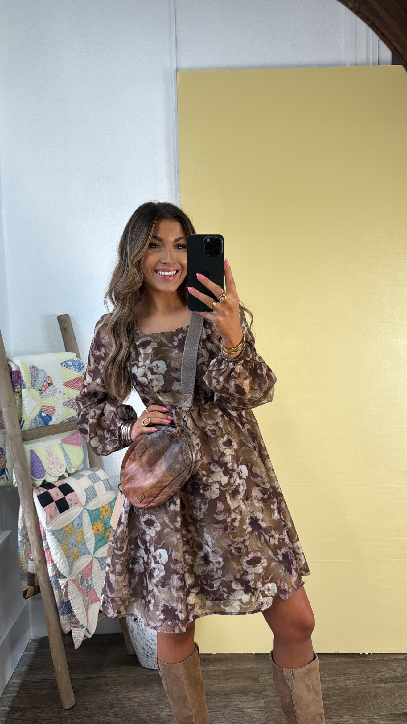 Larkspur Mini Dress, Olive Multi