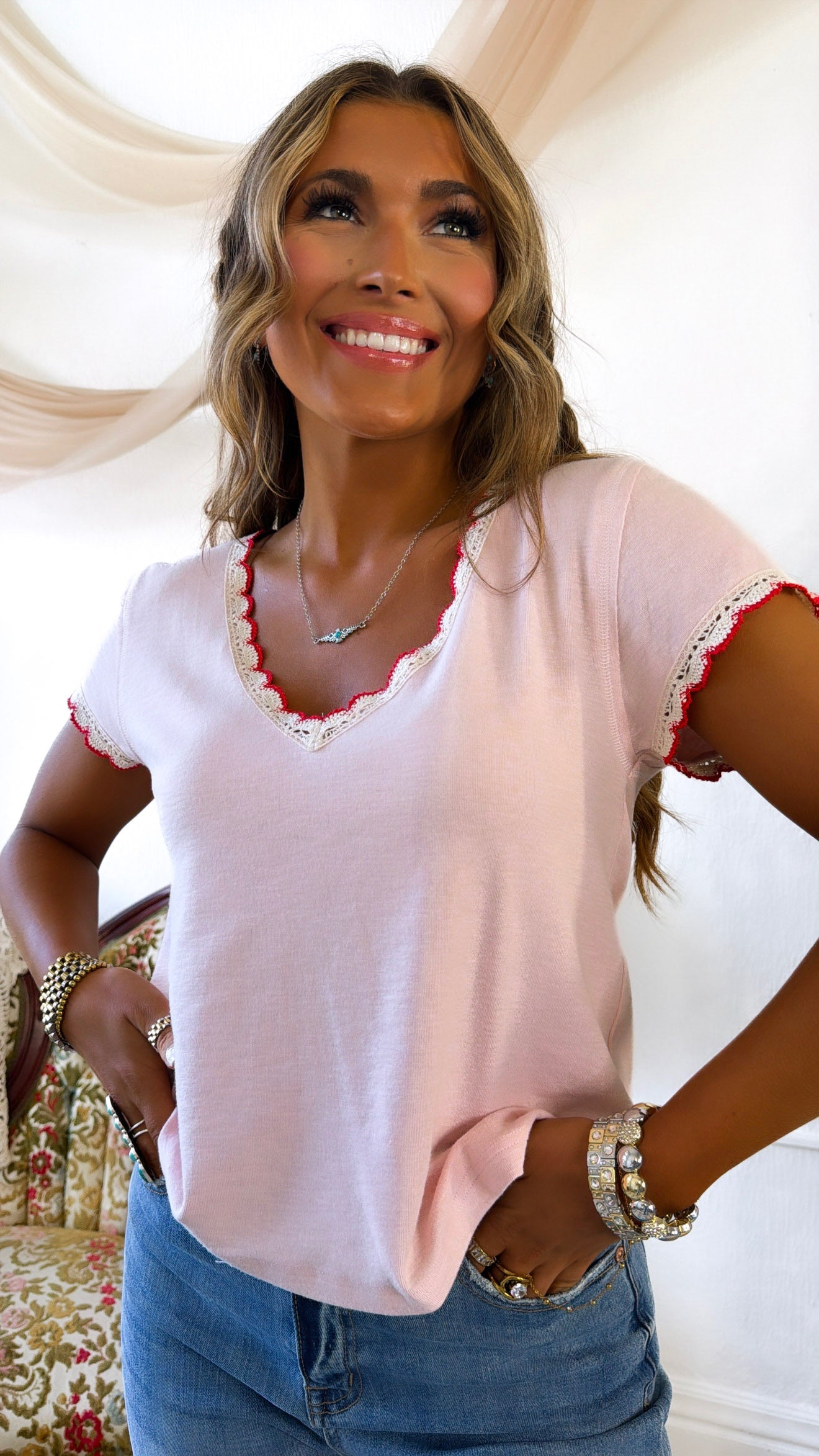 Fresh Market Basic Tee, Soft Pink