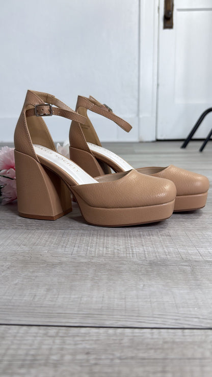Delilah Chunky Platform Mary Jane Heel, Nude