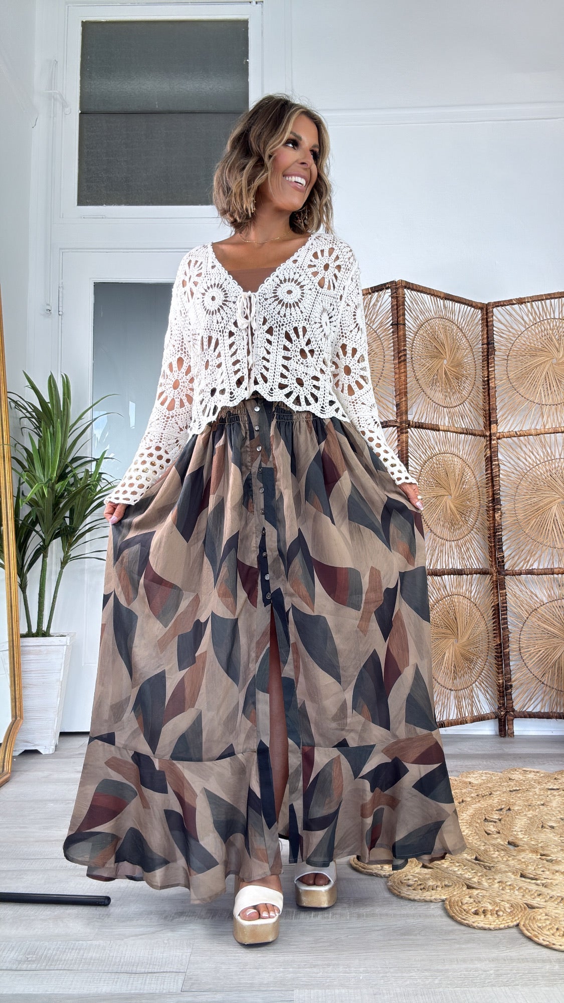 Harvest Fade Maxi Skirt, Olive