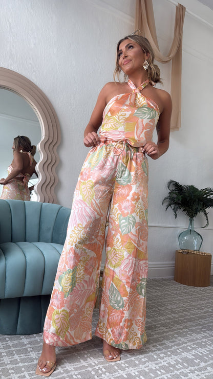 Isla Bloom Haltered Two Piece Set, Apricot Multi