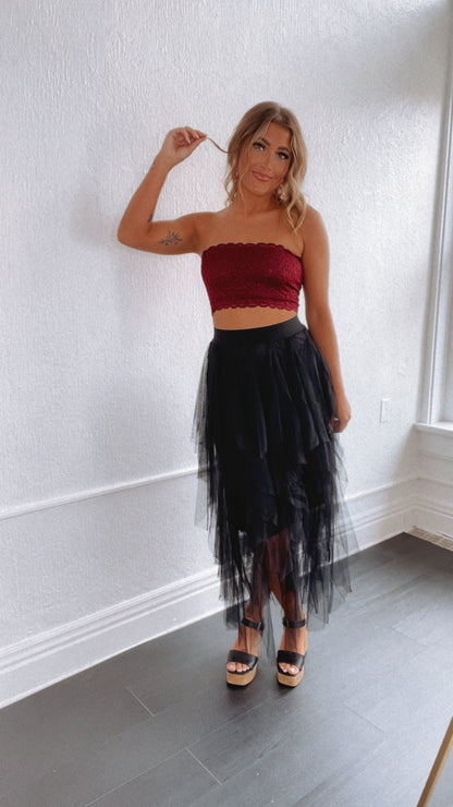 Be Merry Mesh Tutu Maxi Skirt , Black