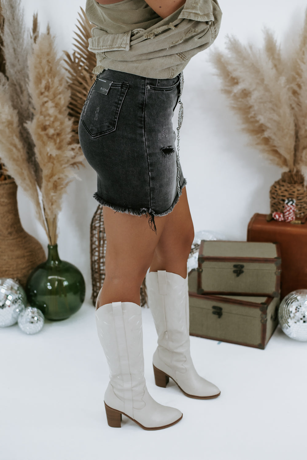 Little Things Denim Skirt, Black