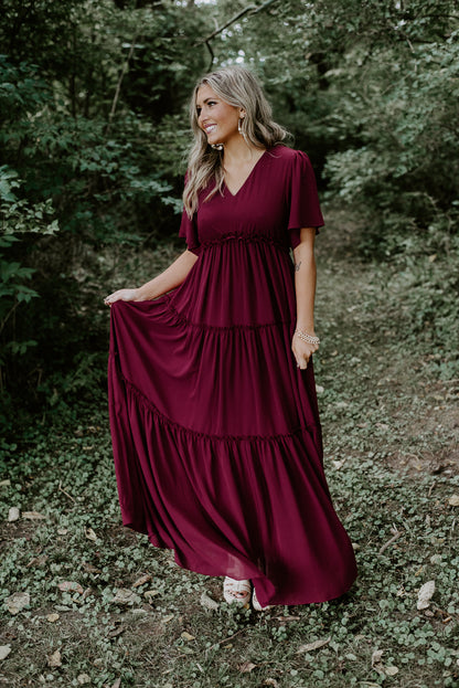 ECB Exclusive: Making Memories Maxi Dress, Wine