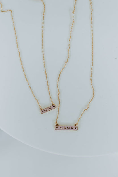 Mama & Mini Bar Necklace , PURPLE