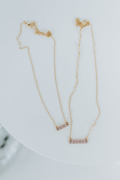 Mama & Mini Bar Necklace , PURPLE