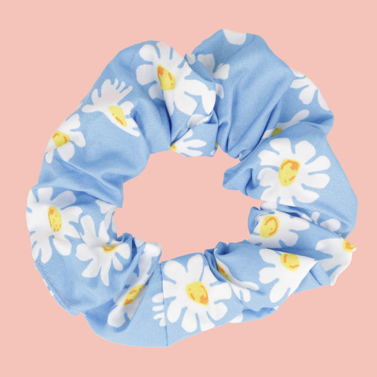 Daisy Print Scrunchie - Blue