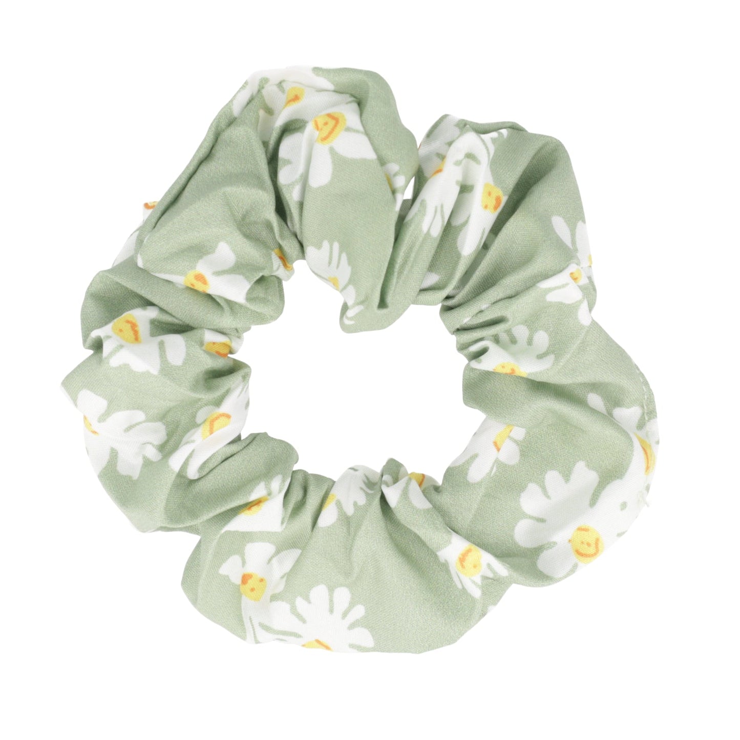 Daisy Print Scrunchie - Green