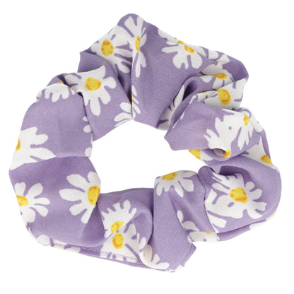 Daisy Print Scrunchie - Purple