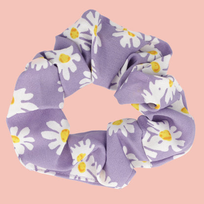 Daisy Print Scrunchie - Purple