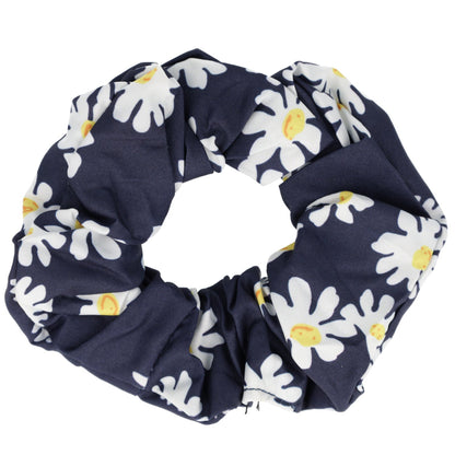 Daisy Print Scrunchie - Navy Blue