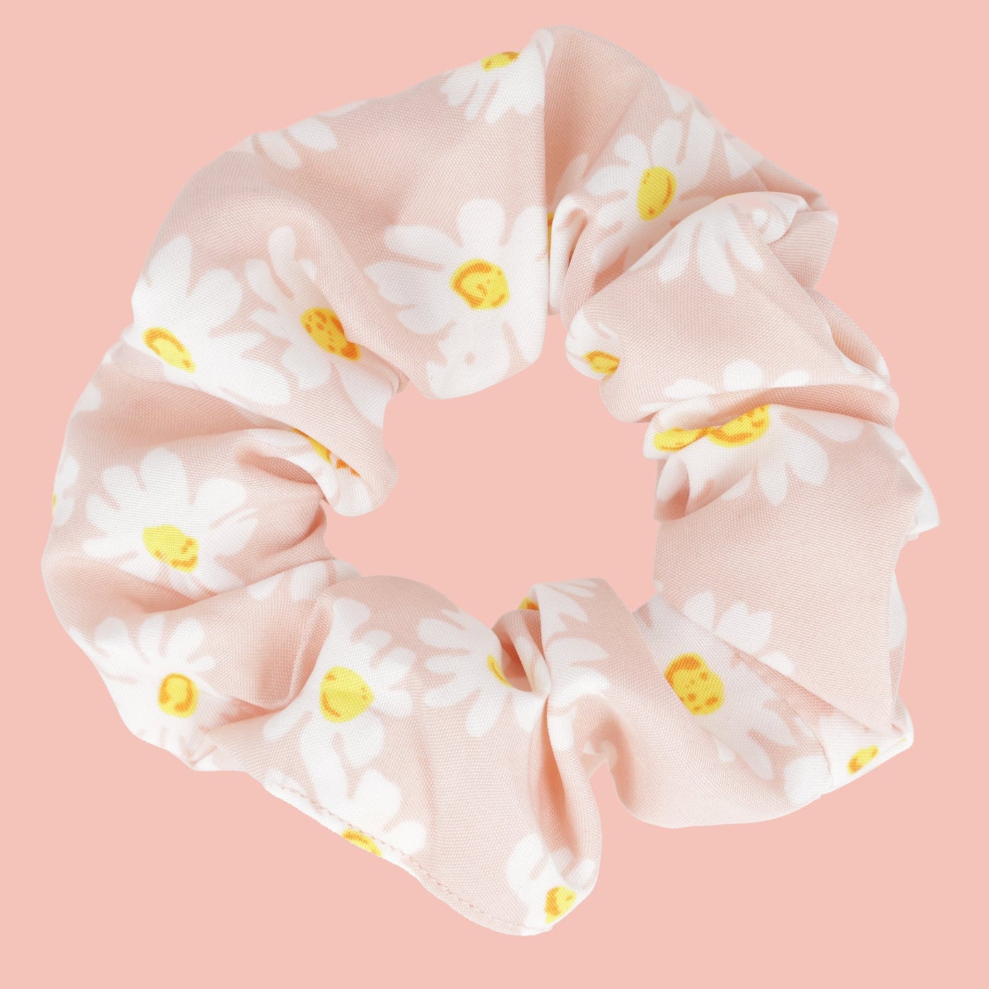 Daisy Print Scrunchie - Pink