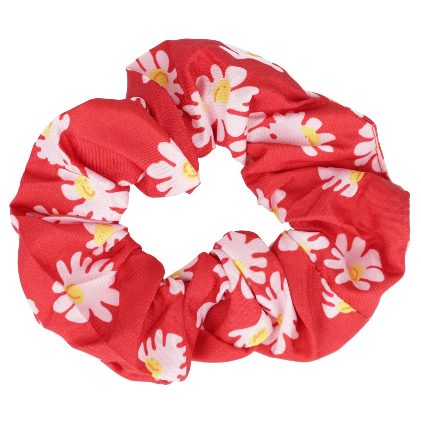 Daisy Print Scrunchie - Red