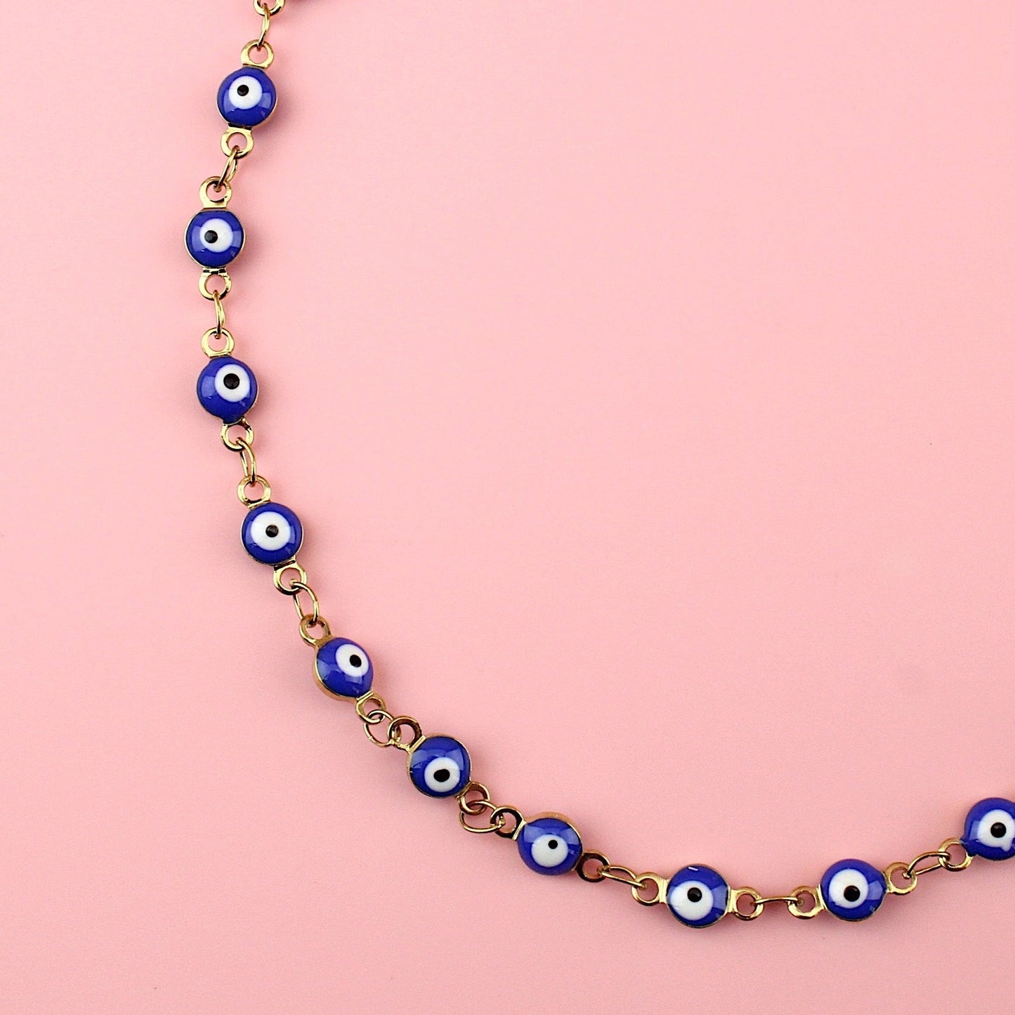 Dark Blue Evil Eye Anklet (Gold Plated)