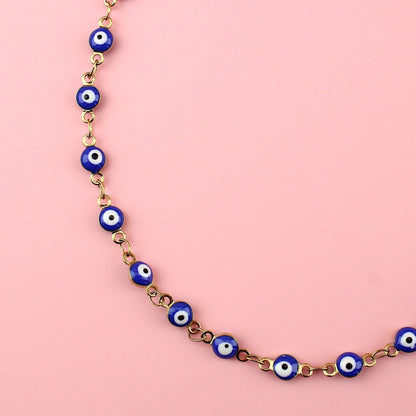 Dark Blue Evil Eye Anklet (Gold Plated)